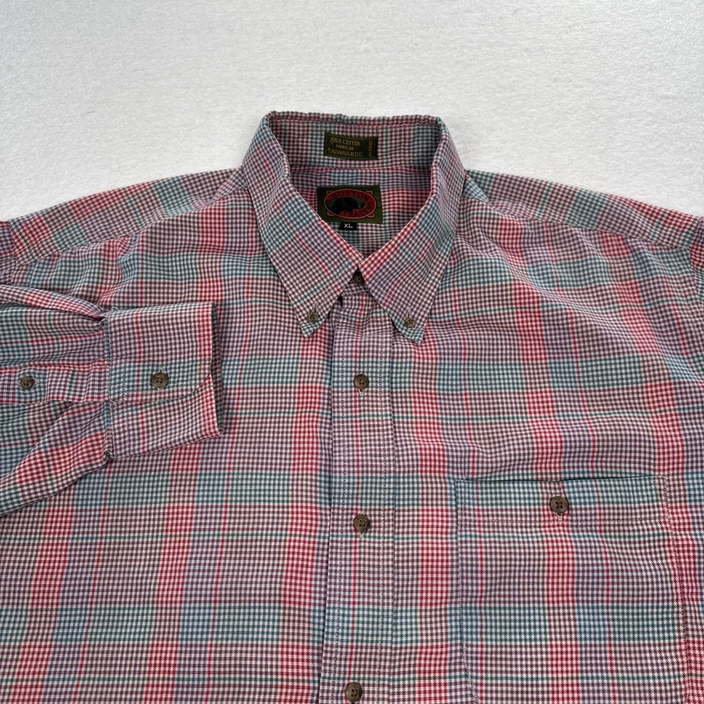 Boston Traders Shirt Mens XL Plaid 100% Cotton Pocket Button Up Long Sleeve